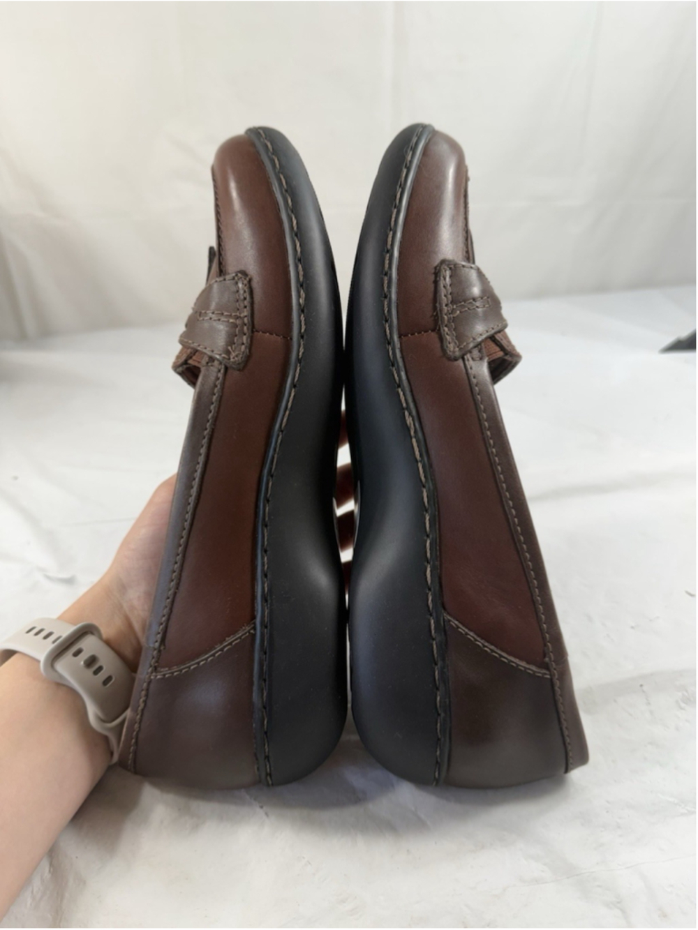 Clarks Womens Ashland Bubble Loafers Brown Leather Slip On Tassel Size 8.5 N new - Picture 7 of 15